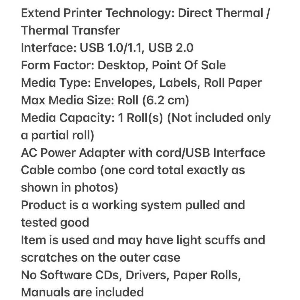 1 Dymo Label Writer 400 Turbo Wired Direct Thermal Printer Cables Barcode Office